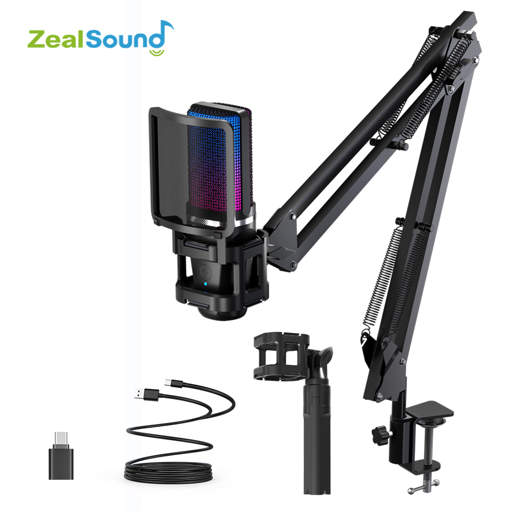 Streaming Mic Condenser - Mikrofon do nagrywania Zealsound RGB z
