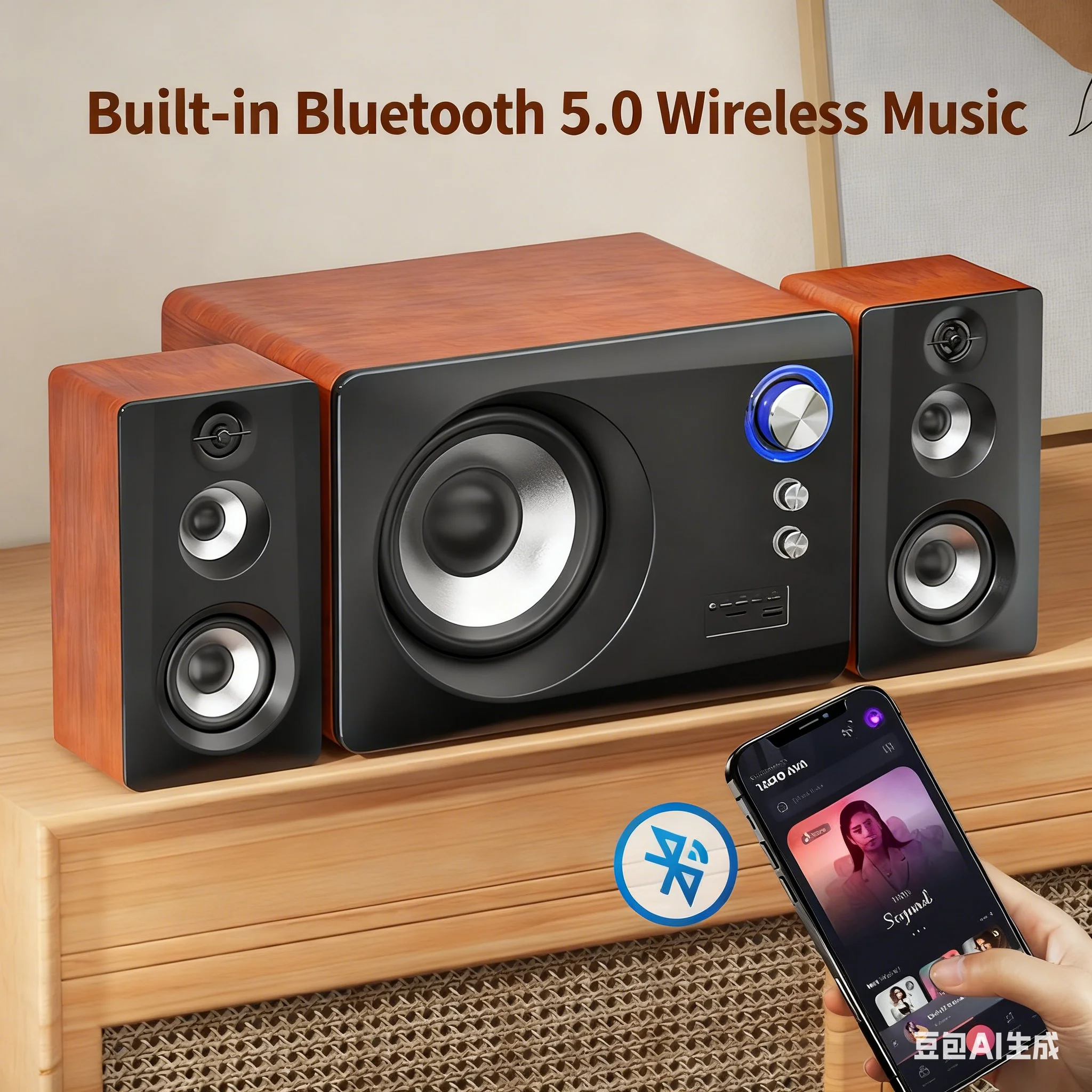 Gaming Speaker 2.1 - Drewniane głośniki Bluetooth 2.1 A-7800 80W