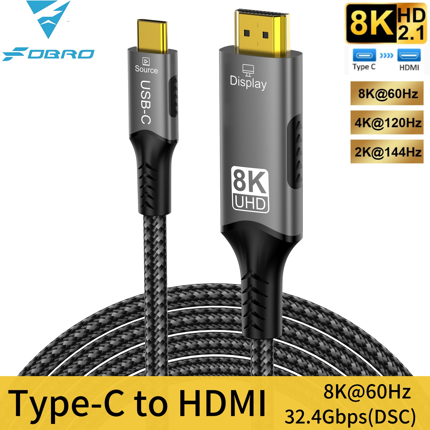 Gaming Speaker 2.1 - Kabel 8K Type C do HDMI