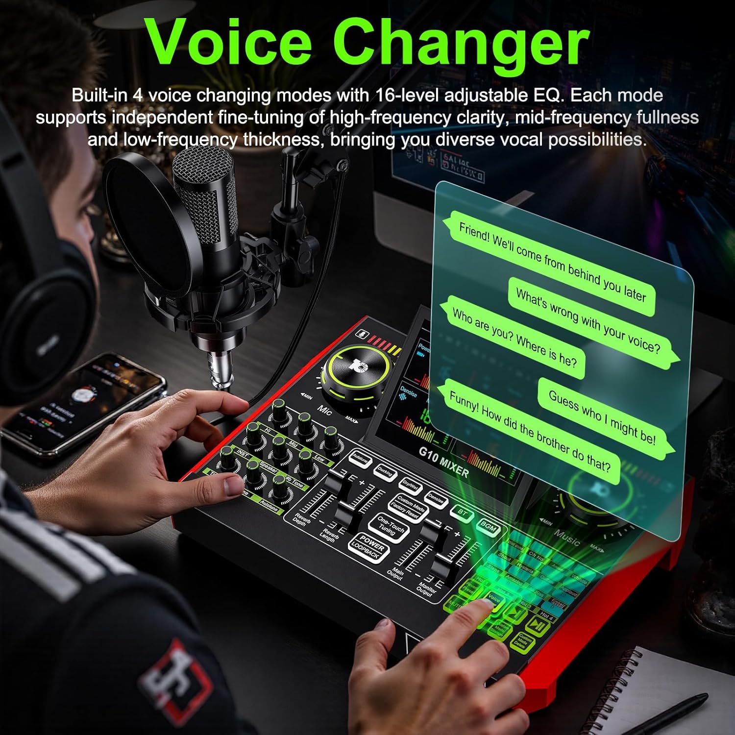 Streaming Mic Condenser - Tenlamp G10 Interfejs Audio do Transmisji