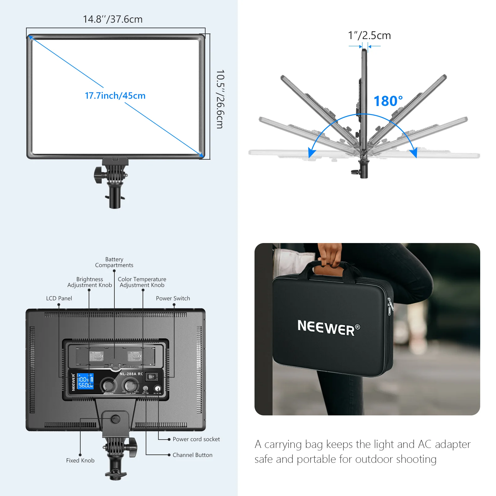 Neewer NL288 Duży panel świetl – Led Light Panel Stream recenzja i cena